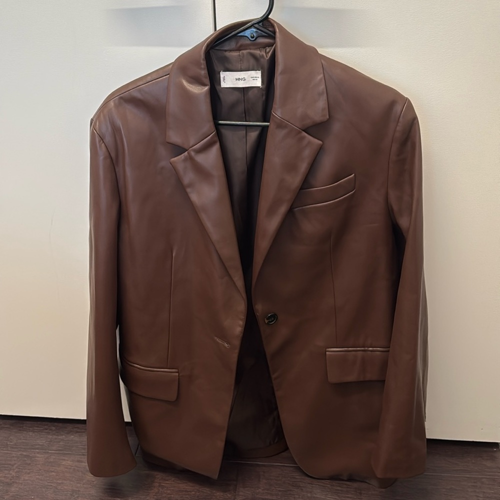 Mango leather blazer